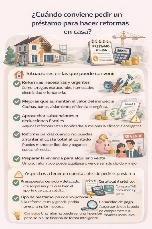 ¿Vale la pena financiar una reforma? Descubre cuándo conviene pedir un préstamo para reformas y qué aspectos evaluar.